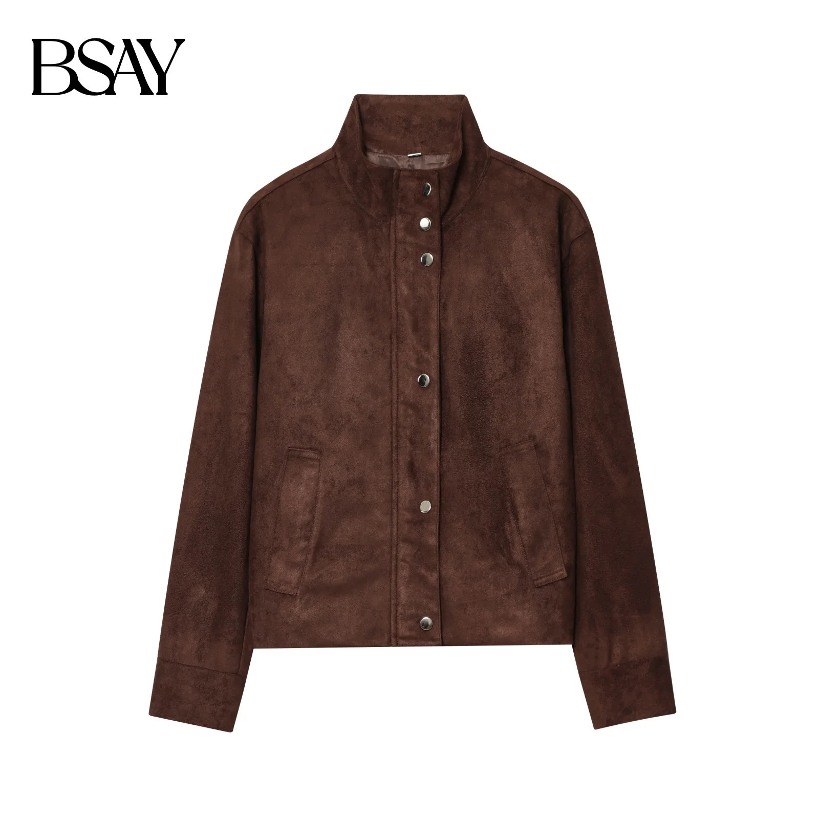 BSAY Autumn Product Womens Retro Fashion Casual Stand up Collar Button Zipper Waist Jacket Coat 251021