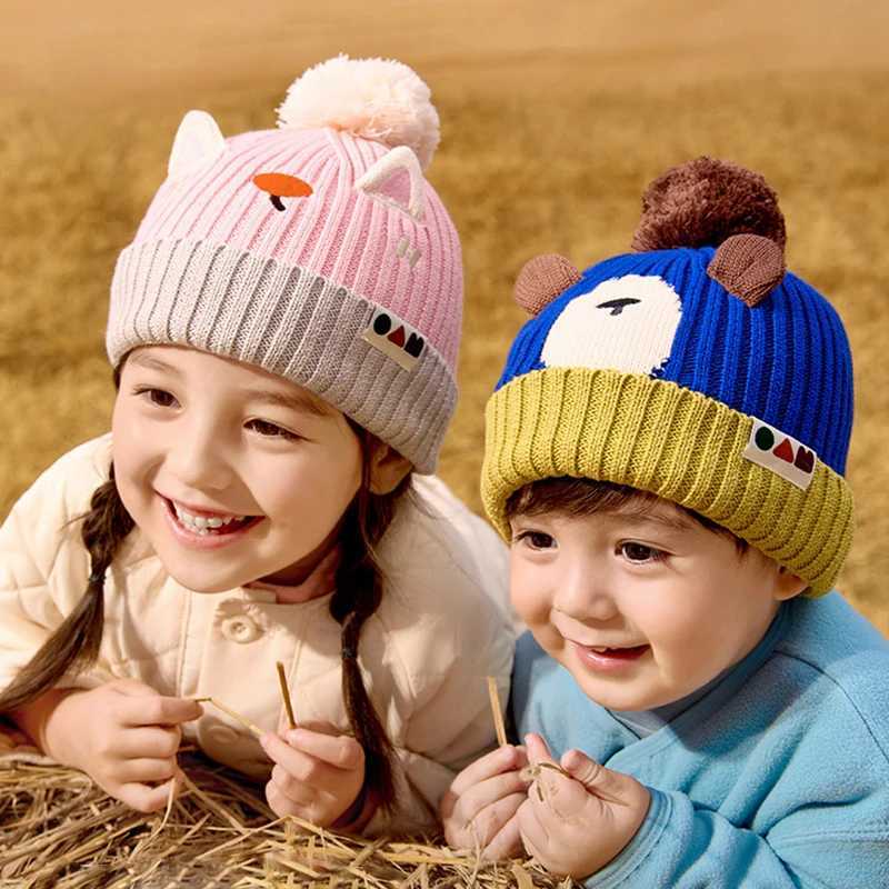 Christmas autumn and winter knitted cute baby yarn hat childrens and girls warm and windproof ear protection hat J251021