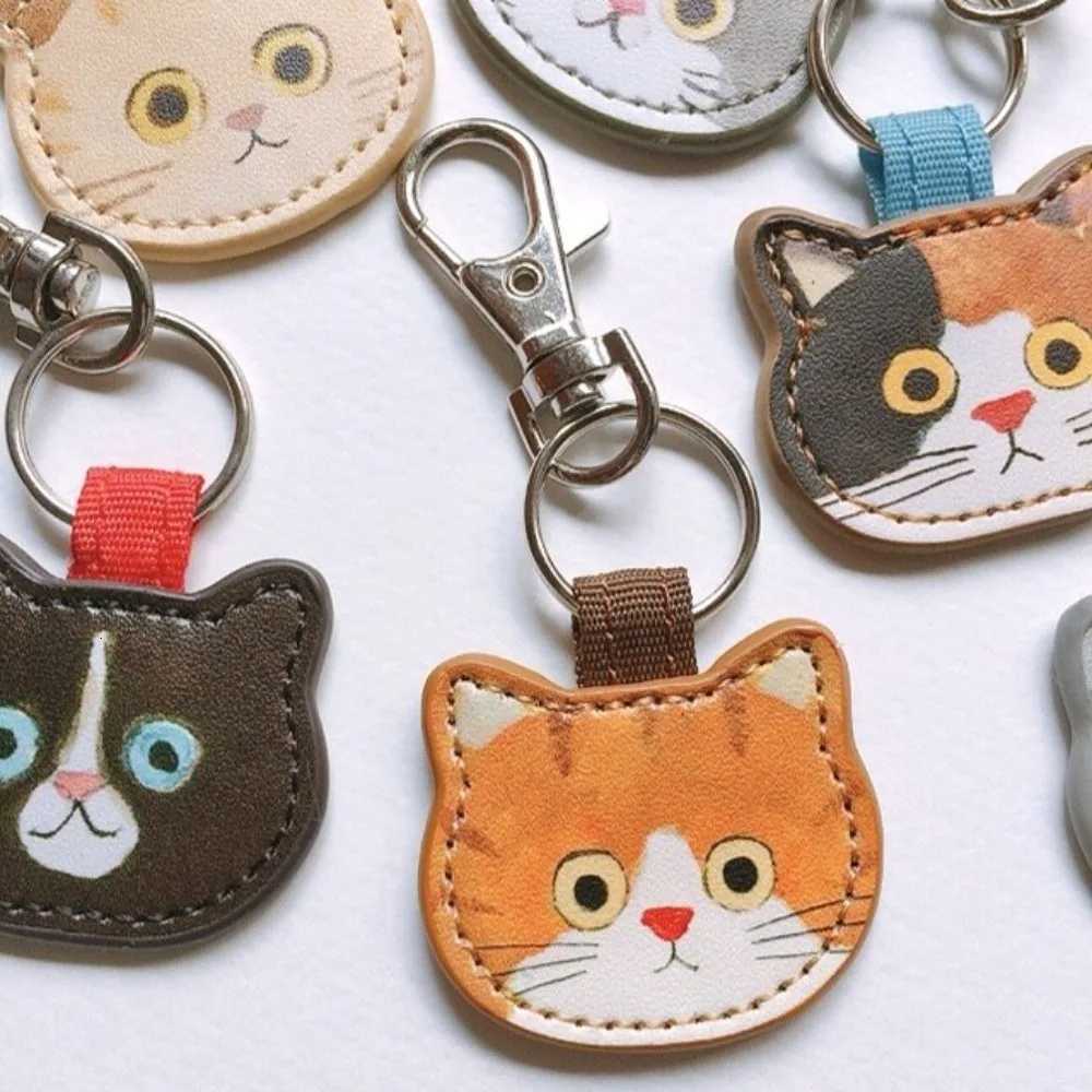 Fashion Cute Leather Cat Keychain Creative Leather Cute Leather Key Ring Cartoon Cute Cat Keychain W251021
