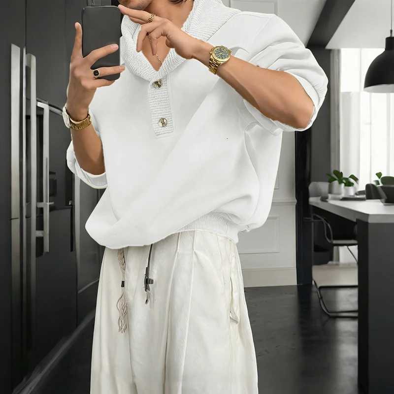 Men Hoodies Solid Color Hooded Long SLeeve Loose Casual Male Sweatshirts Korean Style Streetwear Fashion Pullovers Men W251021