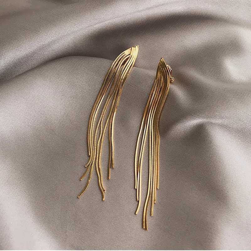 New Luxury Long Tassel Clip on Earrings for Women Bridal Earrings Party Wedding Ear Clips Jewelry Gifts J251021