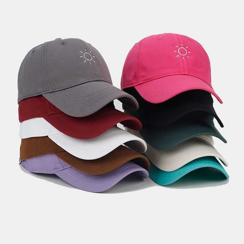 New Soft Top Curved Brim Baseball Cap Slimming Women Trendy Simple Sun Embroidery Baseball Cap Men Fashion Couple Hat H251020