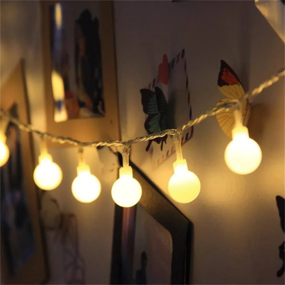6M 10M USB Power 204080Ball LED String Lights Garland Lights Outdoor Lamp Wedding Garden Fairy Lights Christmas Decoration 251021