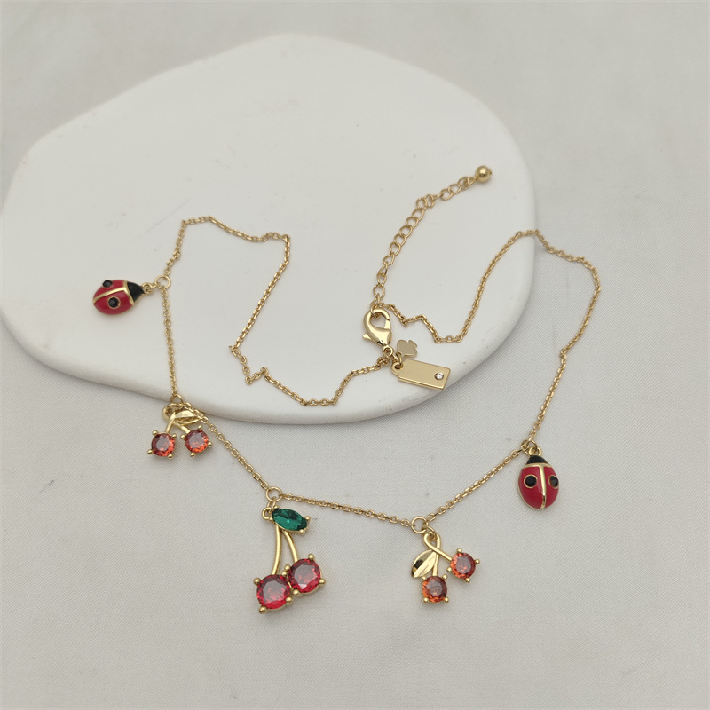 Necklace for women S925 sterling silver necklace with four leaf clover zircon for women's temperament simple seven star ladybug pendant collarbon