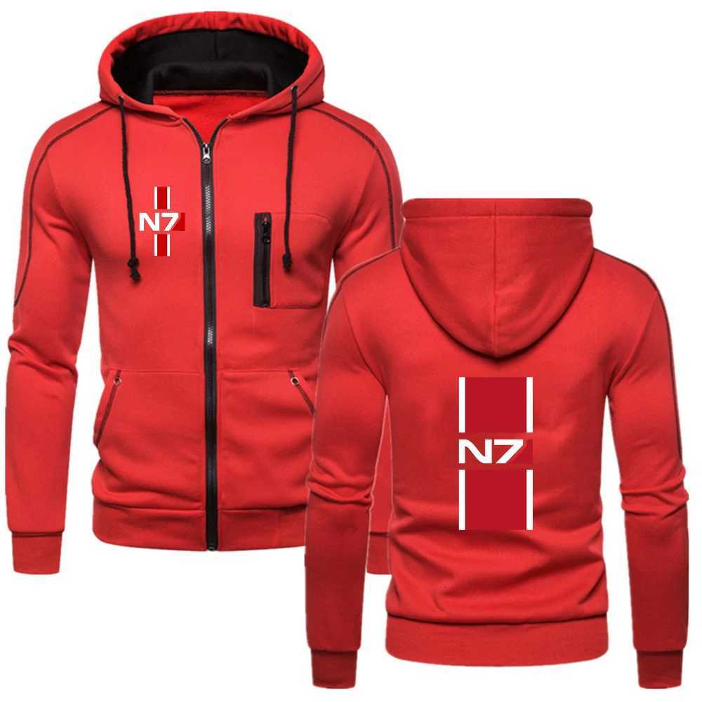 2025 Spring Autumn N7 Mass Effect Print Mens Popular Cardigan Solid Color Classic Hooded Sweatshirts Comfortable Casual Hoodies W251021