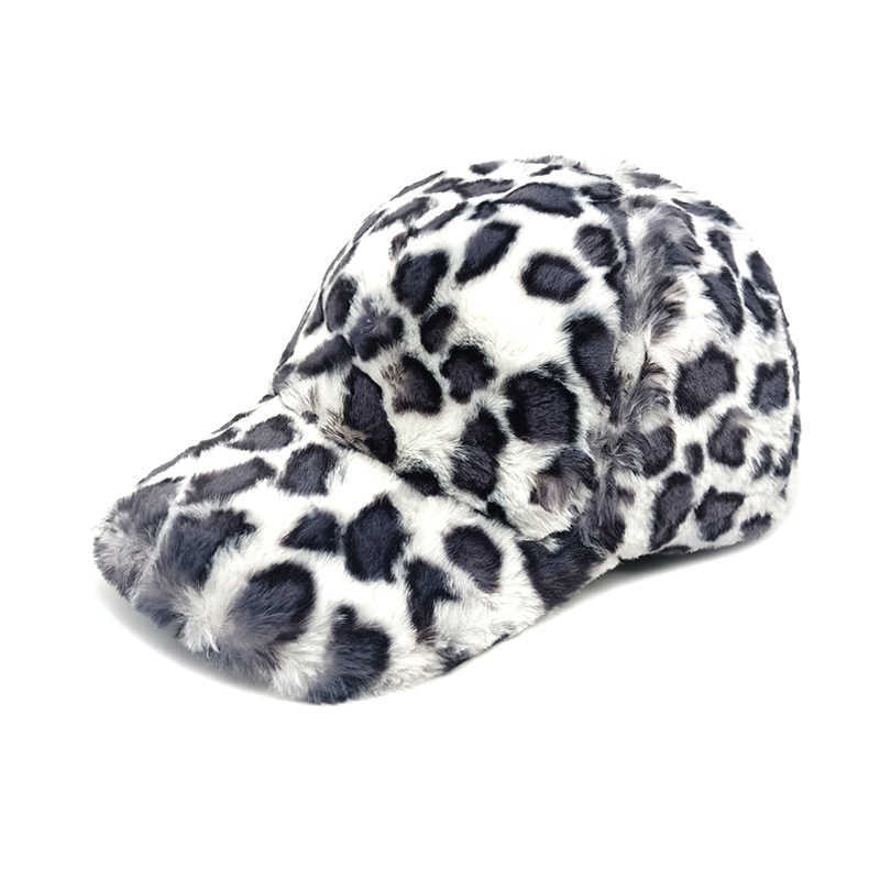 Winter Leopard Pattern Baseball Cap New Warm Plush Hat Womens Fashion Outdoor Versatile Sunshade Duckbill Cap H251020