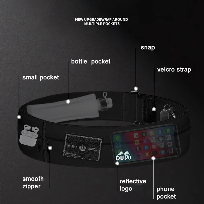 Running Belt Waist Bag with Water Bottle Women Sports Fanny Pack Men Phone Pouch Jogging Gym Bags Hydration Run Accessories 251021