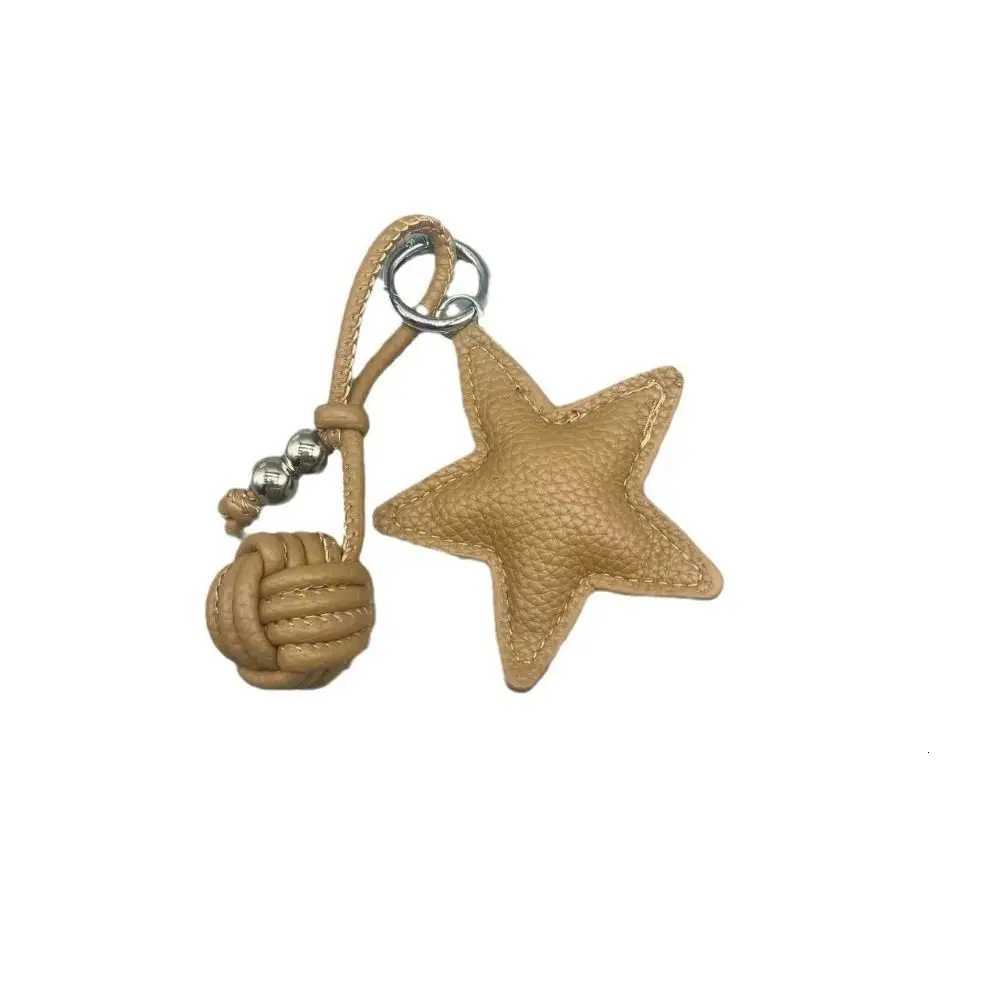 PU Leather Star Key Chains Star Cotton filling Leather Hanging Keyring Weaving rope Ball Backpack Hanging Decoration W251021