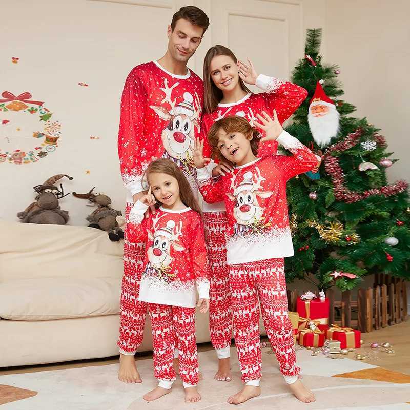 Christmas Pajama Set Family Matching Nightwear Couples Daughter Daddy Son Mother Kids Reindeer Printed Long Sleeved Xmas Clothes L25102125OP