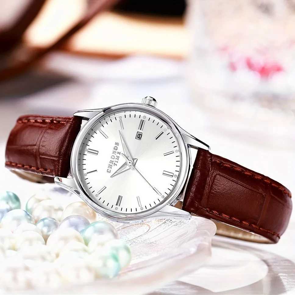 CHRONOS Womens Fashion Elegant Leather Str Calendar Quartz es for Daily Work Travel Tren Womens StudentXJ251021