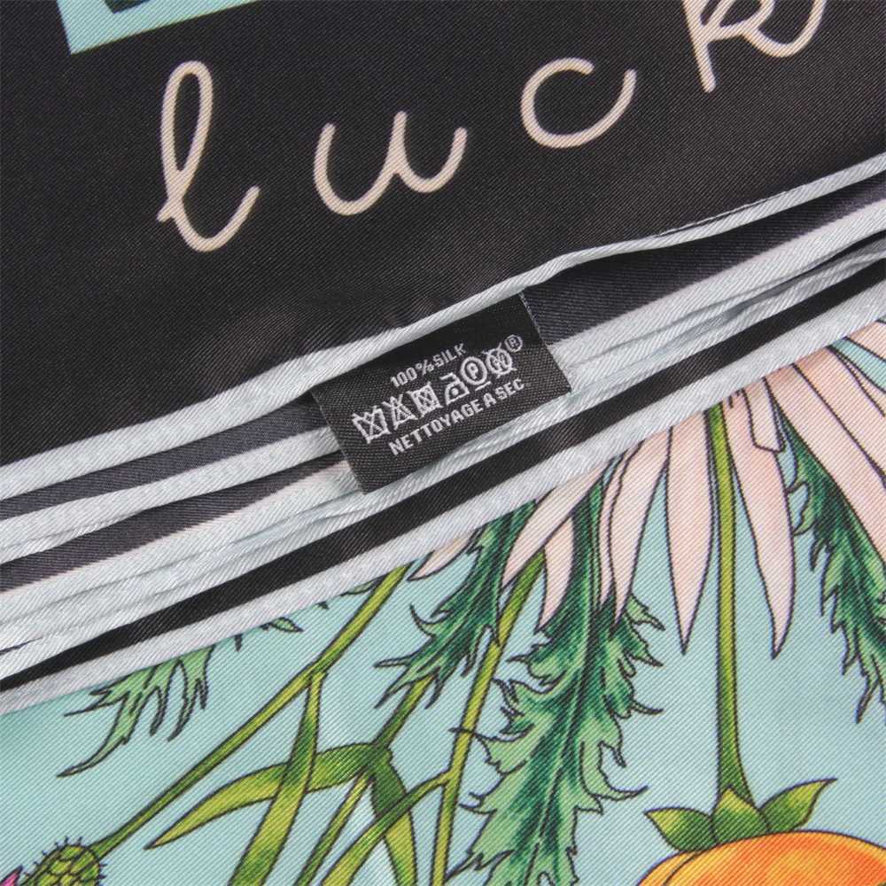 Silk Scarf Women Floral Printed Square Scarves Head Echarpes Silk Foulards Femme Wraps Beach Shawls Bandana Lady Hijabs 90CM W251021