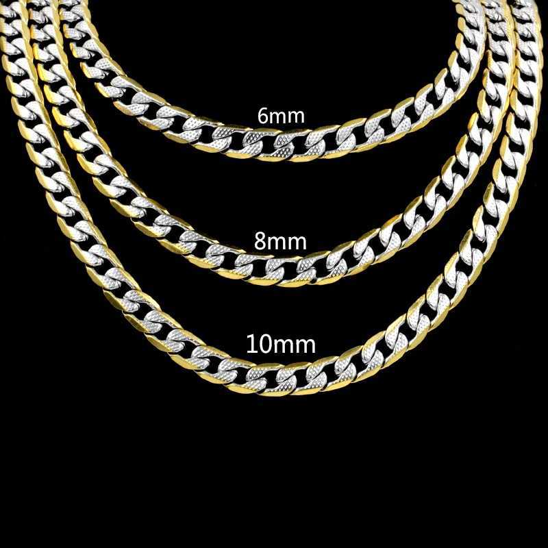 LUXUSTEEL Silver Color Cuban Curb Chains For Women Men Stainless Steel Necklace 6mm8mm10mm Mixed Long Necklaces Punk JewelryXJ251018