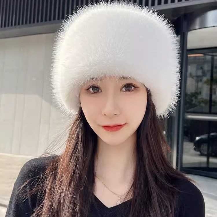 New Winter Hat Imitation Fur Fox Fur Plush Bucket Hat Thickened Warm Ear Protection Fairy Hat H251020