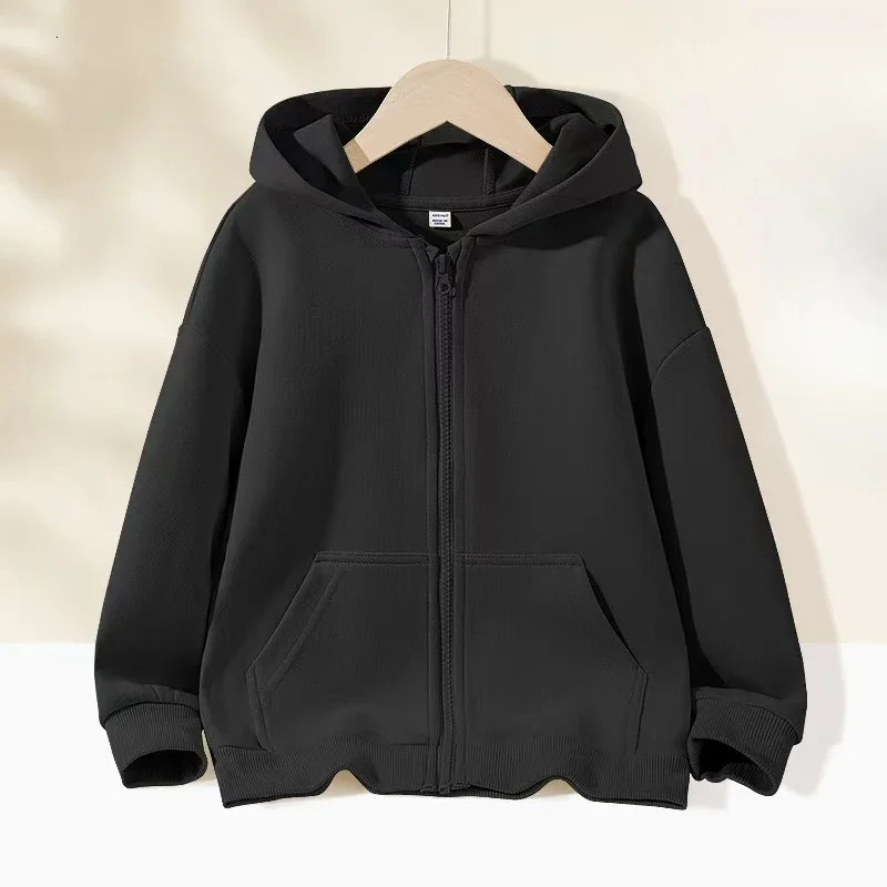 SpringFall Fashion Boys Girls Pure Pink Black Red Grey Sweet Style Comfortable Zipper Hoodie Top 251021