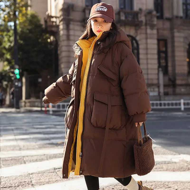 Girls Heavyweight Down Jacket 2025 Winter Long OverKnee Warm Coat for Kids Thick Winter Clothing with Thermal InsulationT251021