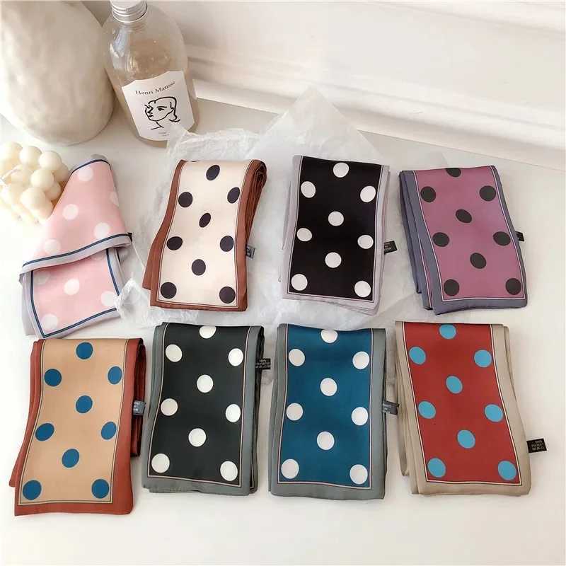 22 Fashion Dot Skinny long silk Scarf Wen Hair Tie Band Kerchi Wrist Ribbons Fashion Neck Silk Satin Bag ScarfW251021