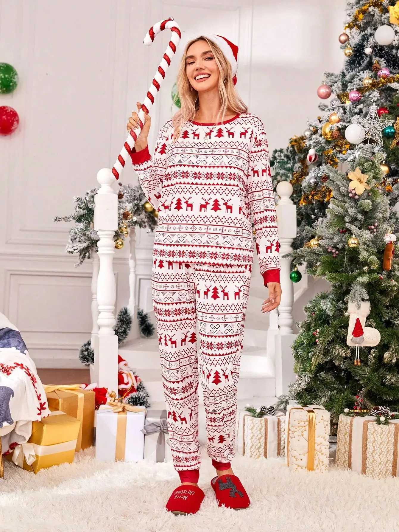 Red New Year atmosphere 2025 Christmas Family Pack Family New Year set Christmas cotton soft family pajamas Home set L251021STAA