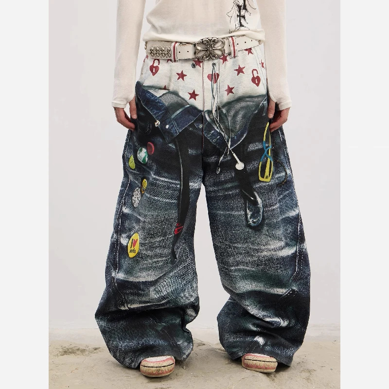 Jeans for Men Street Style Harajuku Hiphop Vintage Baggy Casual Wide Leg Y2k Pants Mens 251017