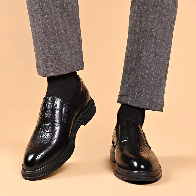 Leather Shoes for Men Wedding Formal Oxfords Business Casual Office Work Shoes for Men Classic Pointy Mens Dress Shoes i251021