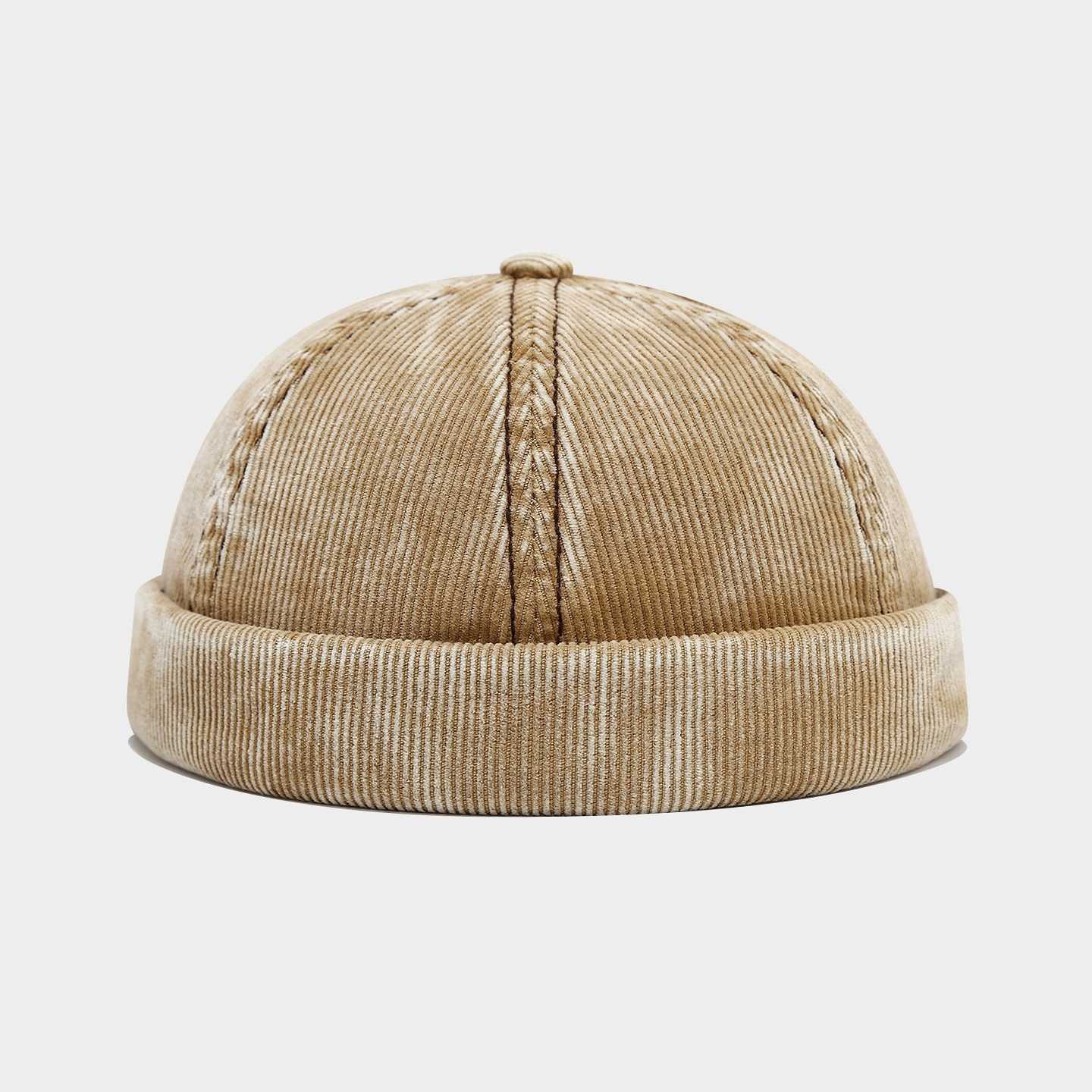 Autumn Winter Corduroy Skin Hat Men and Women Trendy Brand Distressed Brimless Beanie Cap Casual Landlord Hat Trend H251020