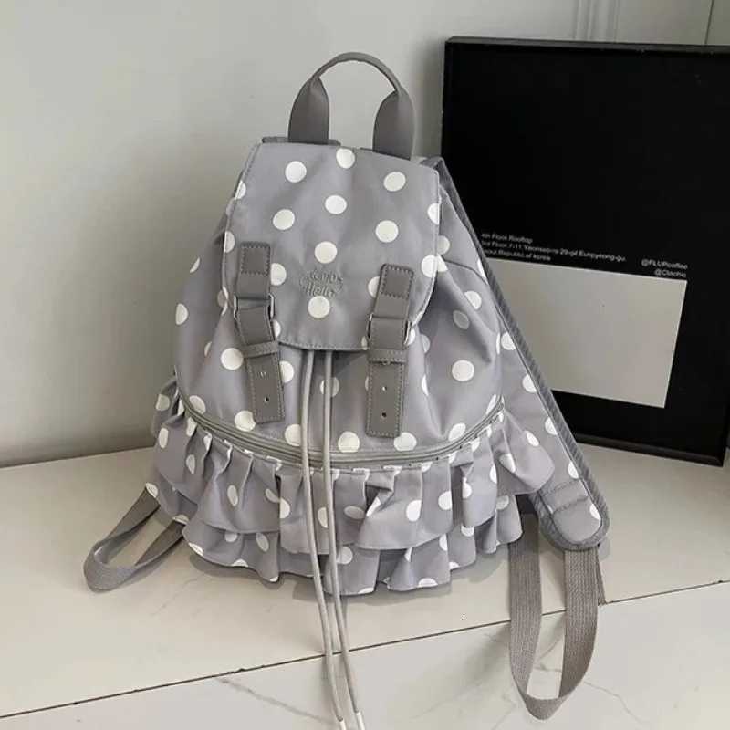 Ruffles Spliced Mochilas Mujer Polka Dot Print Mochila High Capacity Bag Holiday Travel Backpack New Canvas Bags for WomanW251020