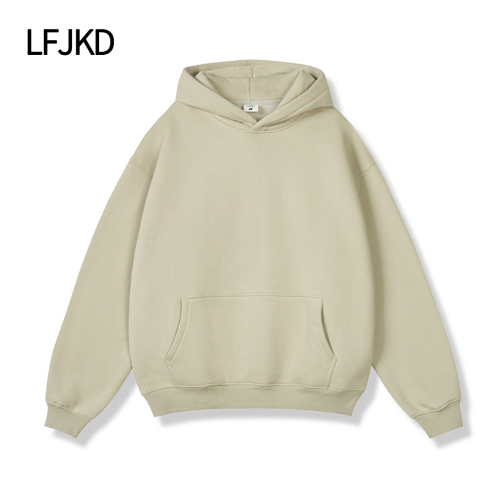 K2326 Thick Cotton Blend Hoodie, Men's Women's Street Style Pullover Sweatshirt