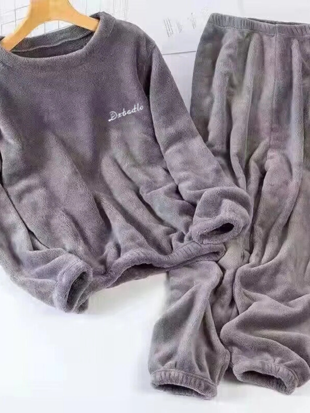 Thiened Coral Fce Spwear Set ex Winter Warm Long Sve Home Clothes Sports Outfit for Teens Kids MiddleAged And 251021