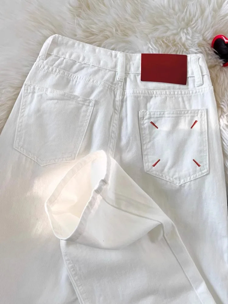 Straight Leg Women Jeans Y2K Style Slim Fit Casual Trousers High Waist Loose Pants Autumn Fashion Trendy White n 251015
