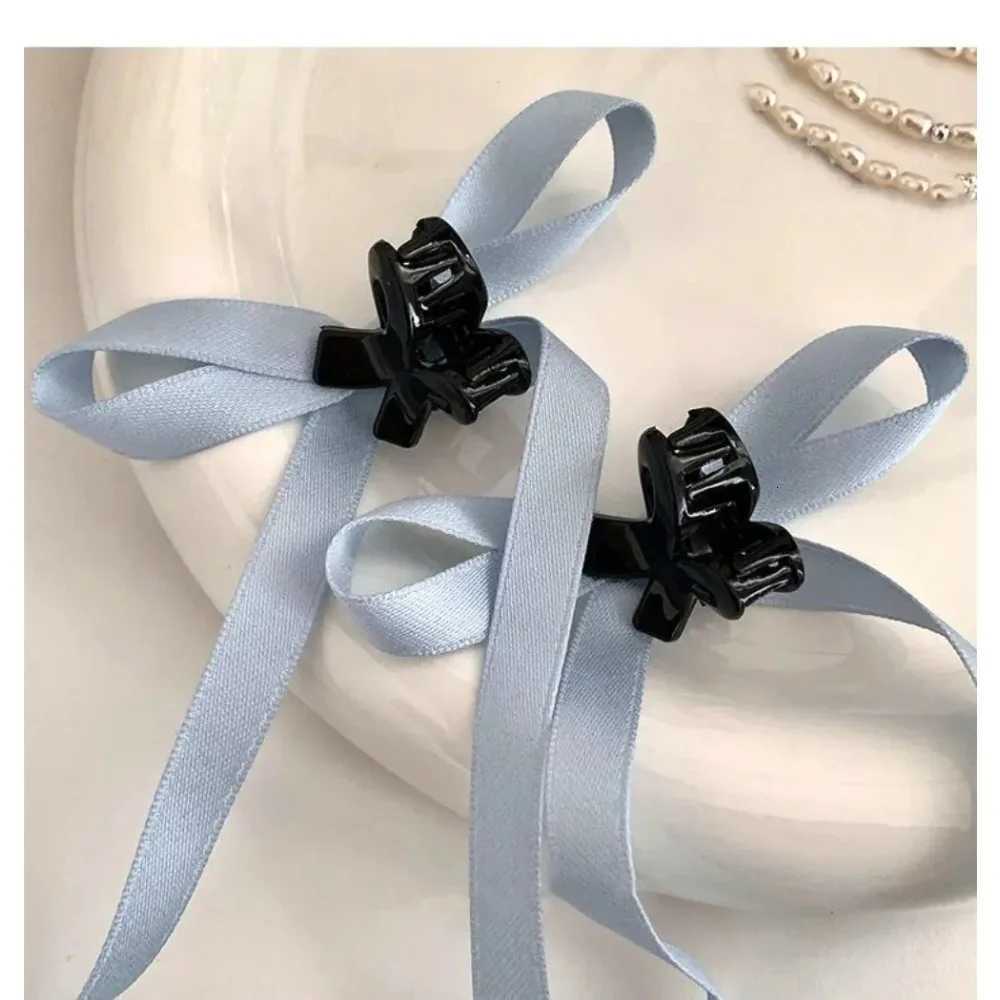 2Pcs Y2K Long Bow Hair Clip Women Girls Ribbon Bow Shark Clip Cute Korean Long Tassel Ribbon Hairpin Girls Hair AccessoriesW254021