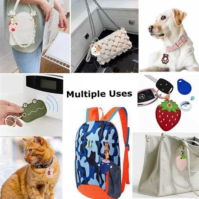 Cute Strawberry Keychain Lemon Entrance Guard Card Cover PU Leather Bag and Car Keys Pendant GPS Antilost Pet Collar Accessory W251021