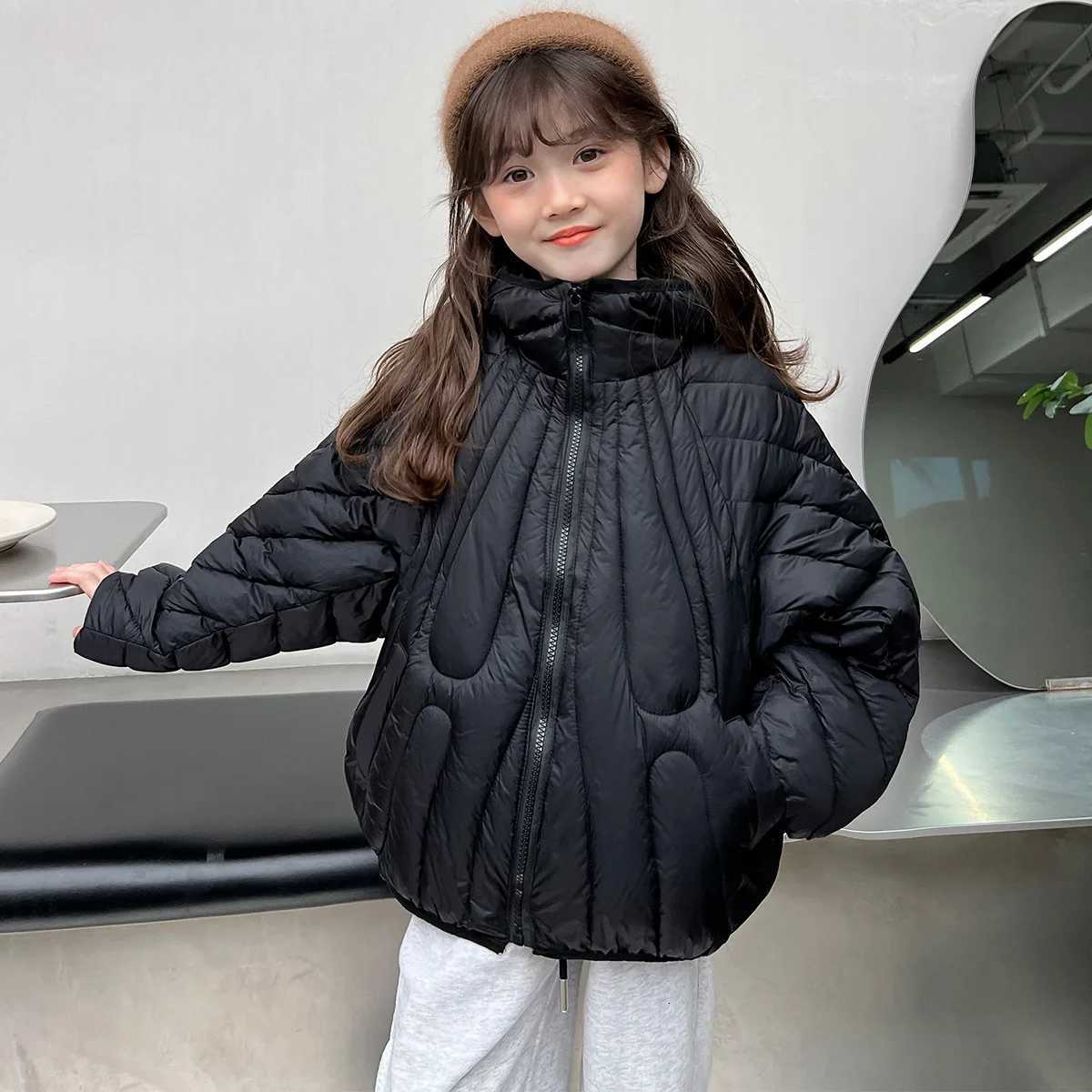 Winter Warm Girls Fashion Plain Cotton Lined Hooded Zip Puff Jackets School Kids Cropped Coats Child Outfits Windbreaker 514 YrT251021