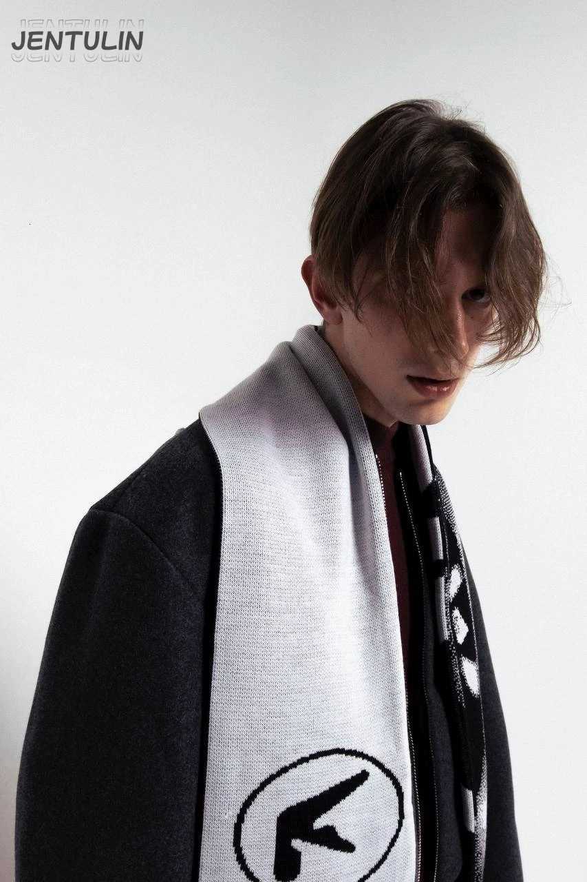 Men Scarf Winter Y2k Streetwear Black Knitted Aphex Twin Goth Shawl Scarves Korean Harajuku Hip Hop Punk Warm Unisex Accessories W251021