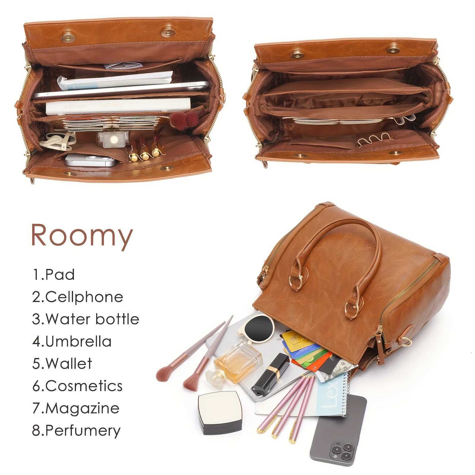 A retro lady handbag with multiple storage pockets card slots and a zipper closure Z251018