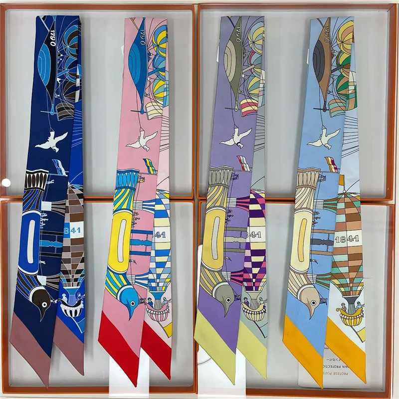 Silk High Quality Luxury Brand Scarf Wen band Hair Band Foard Tie Ribbon Neckerchi Skinny Scarves AccoriesW251021