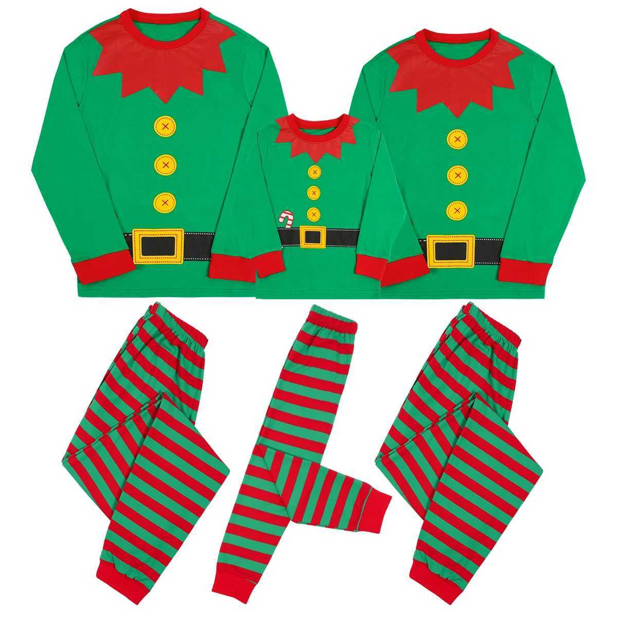 Family Christmas Pajamas 2023 Adult Matching Xmas Sleepwear Set Kids Boys Elf New Year Nightwear Mother Daddy Festival Deer Pjs L251021MCUT
