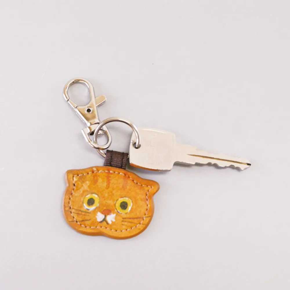 Fashion Cute Leather Cat Keychain Creative Leather Cute Leather Key Ring Cartoon Cute Cat Keychain W251021