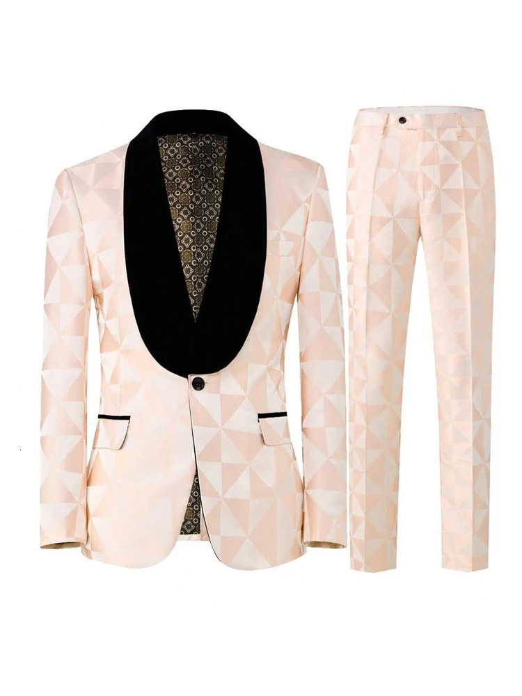 Mens slimfitting 2piece suit set including a luxurious party jacket and pants perfect for weddings gatherings and other f 251021