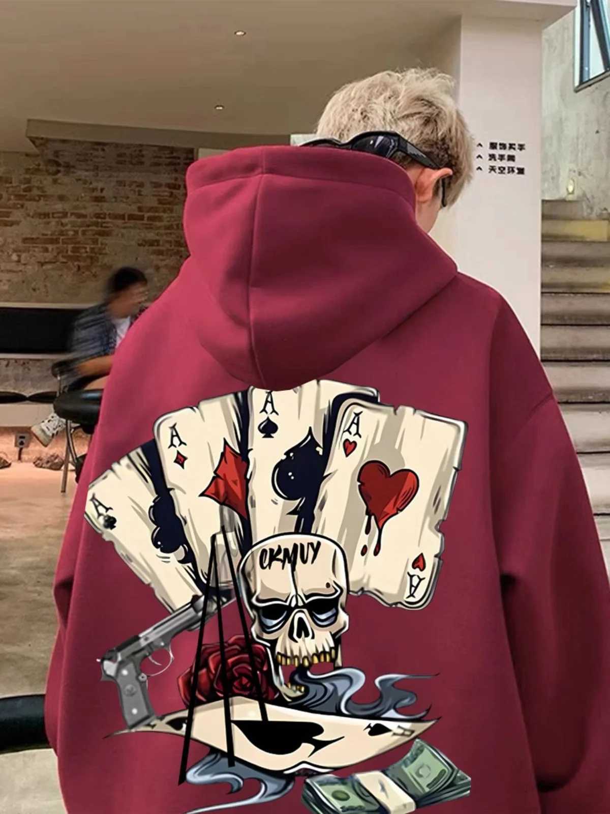 2025 Fashion Big Size Heavy MenWomen Hooded Sweatshirt Autumn Winter Brand Skeleton Print Daily Outdoor Sports Street Trend Top W251021