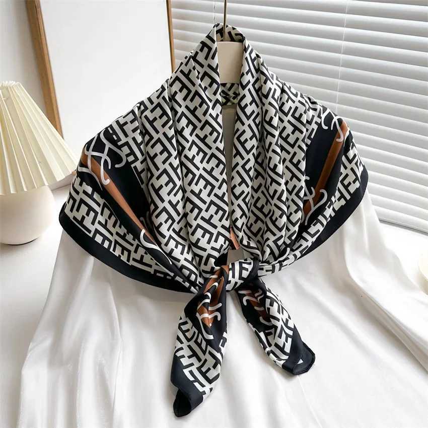 9090cm Silk Scarves Wen Square Satin Hijab Scarf Handkerchi Shawls Wraps Scarf Fa band Foard Bandana EcharpeW251021