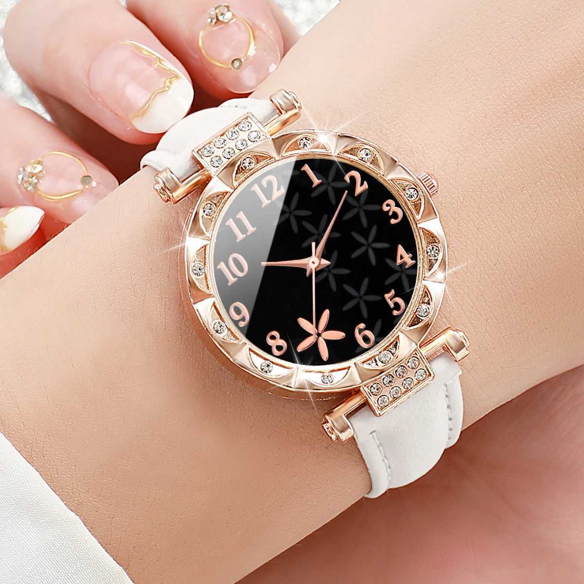7PCSSet Womens Fashion Rhinestone Leather Band Female Quartz es Without BoxXJ251021