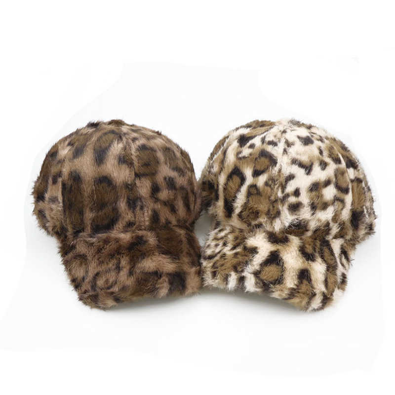 Autumn Winter Baseball Cap Leopard Print Fashion Plush Warm Duckbill Cap Casual Versatile Street Style Trendy Hat H251020