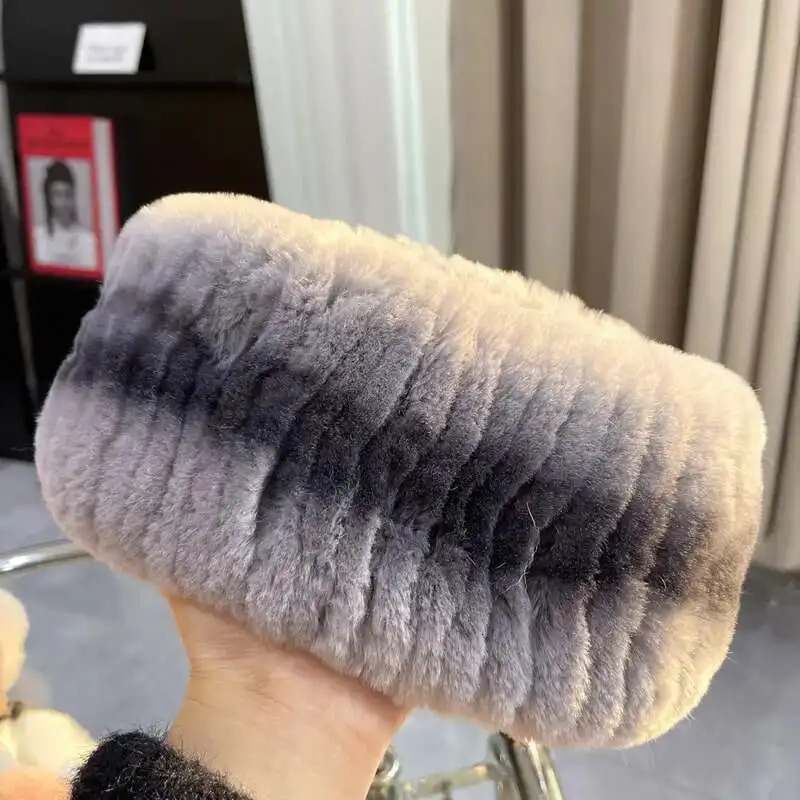Real Rex Rabbit Fur Scarf Natural Fur Neck Cover Women Winter Elastic Scarf Headband Real Fur Headband Thickened Warm Fur Scarf 251021