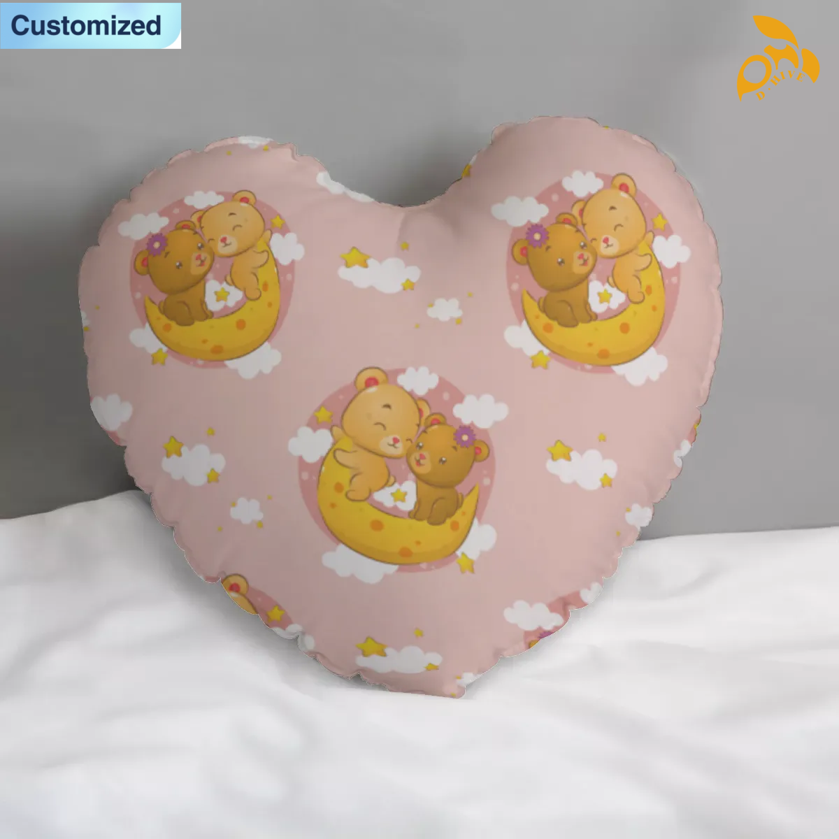 Free Shipping of Customized All-Over Print Heart-shaped Pillow Soft Plush Skin-Friendly Washable Vibrant Print Pillow