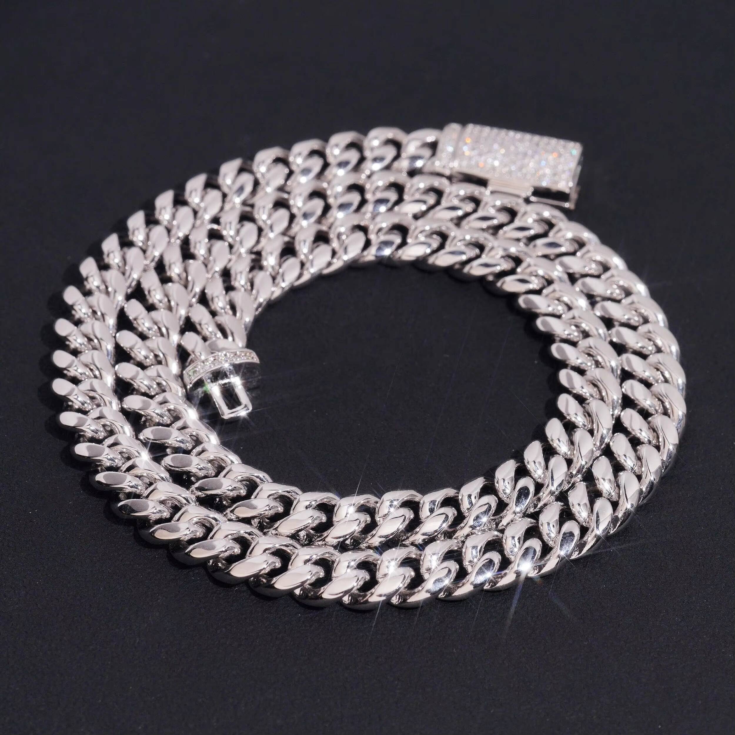 Iced Out Hip Hop Men Necklace Lab Diamond Cuban Link Chain 15MM Width 925 Sterling Silver