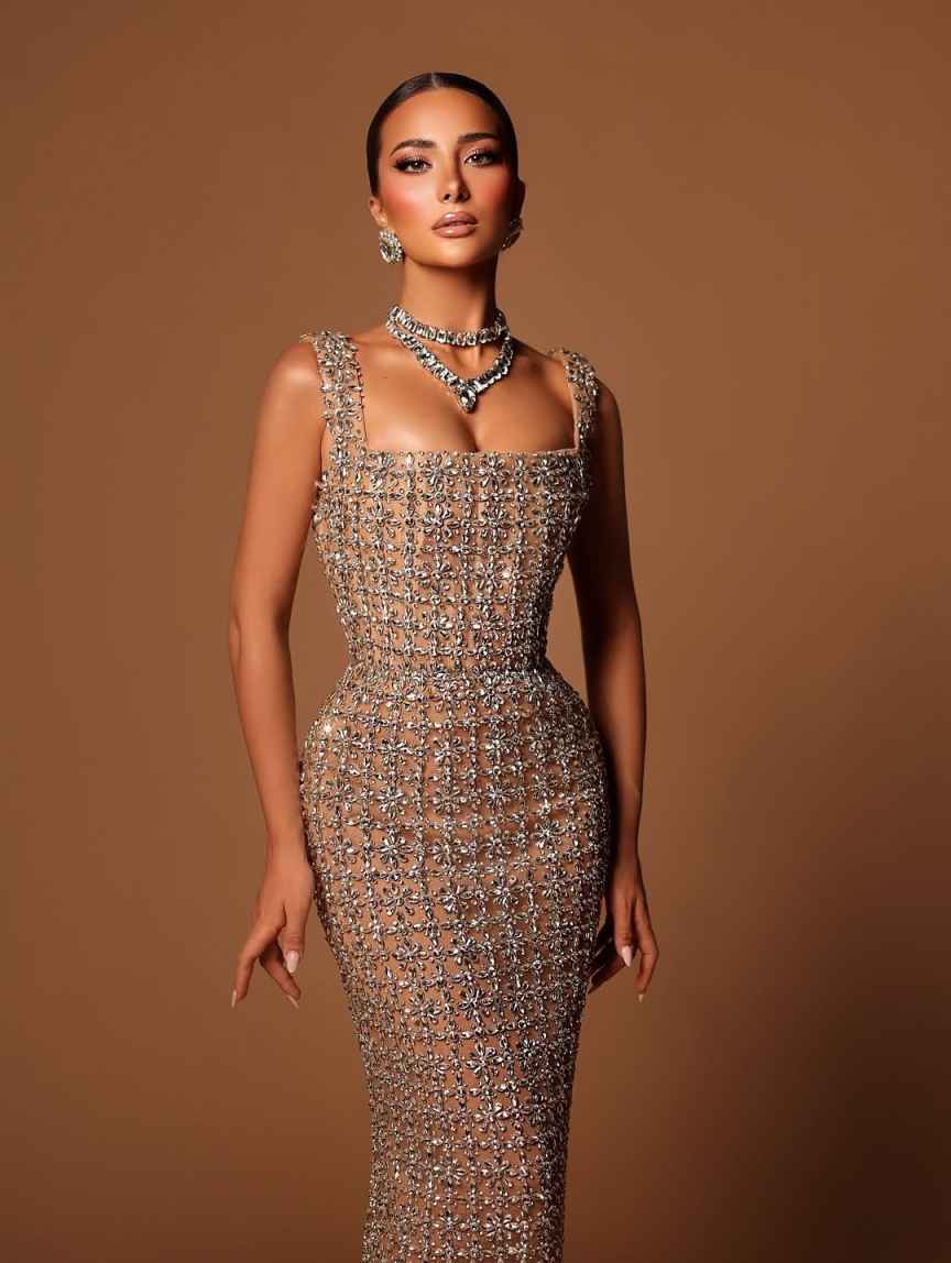 Gorgeous Evening Dresses Mermaid Square Neck Rhinestones Crystals Formal Occasion Backless Evening Gowns Prom Dresses Custom Made Vestidos de noche