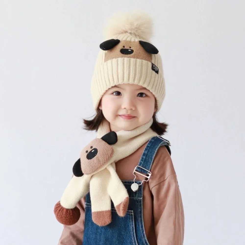 New Warm Scarf Hat Set Windproof Coldproof Pullover Cap Knitted Cute Neck Warmer for 210Y J251021