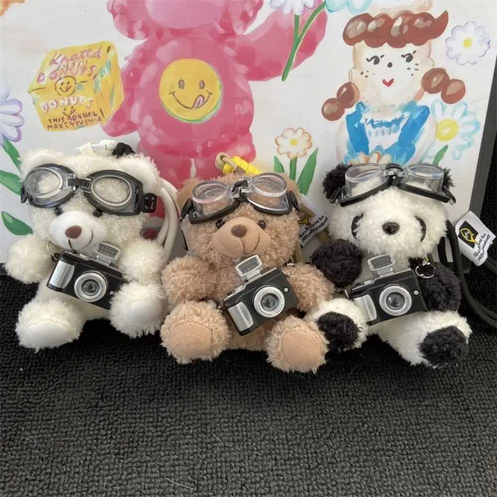 New Camera Plush Bear Pendant Sweater Panda Doll Keychain Creative Sunglasses Car Key Ring Gifts J251121