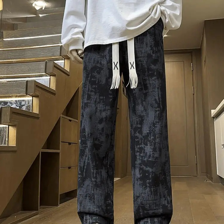 Chinesestyle Spring and Summer American High Street Casual Men TieDye Loose Straight Pants 251017