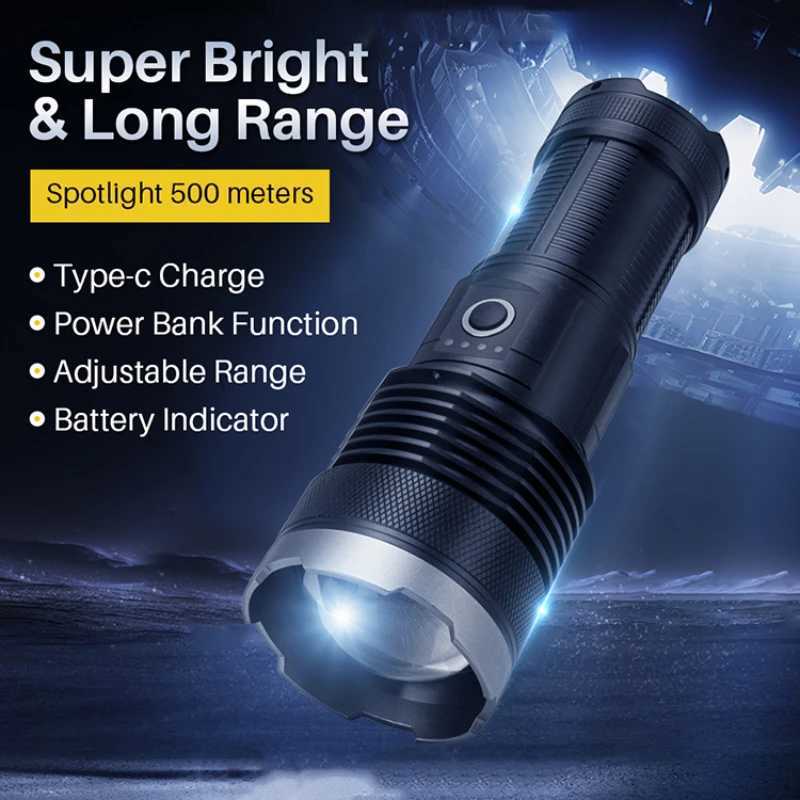 Remote focused flashlight Multifunctional emergency rechargeable batterypowered outdoor device Features a function to exte W251114