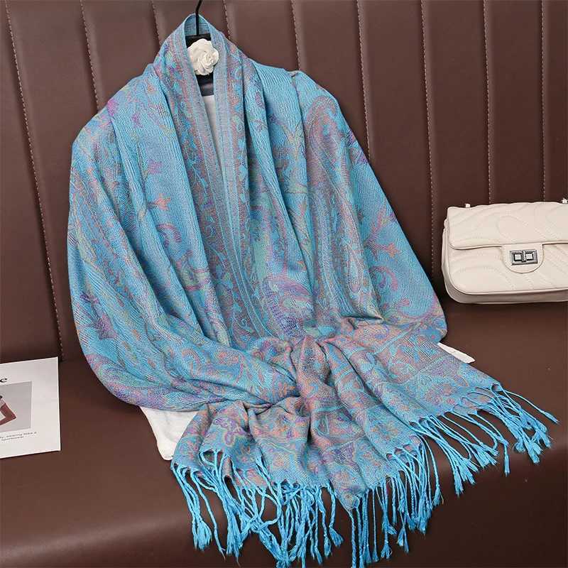 Tassel Blanket Design Thick Pashmina New Winter Warm Shawl Wrap Cashmere Scarf Women Neckerchief Poncho Stoles 2024 W251021